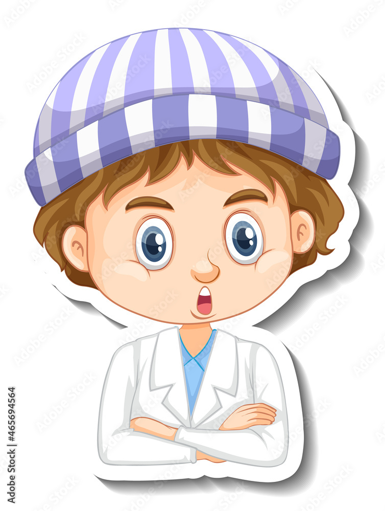 Scientist boy cartoon character sticker Scientist boy cartoon character sticker