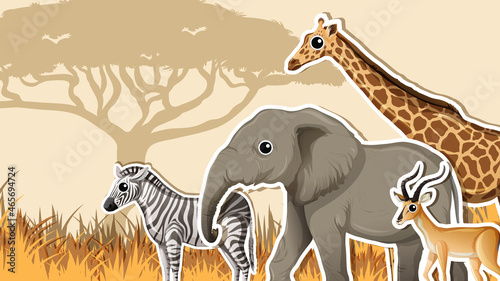 Canvas Print Thumbnail design with African wild animals