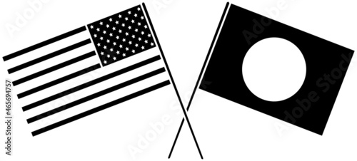 アメリカと日本の国旗「シルエット」