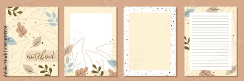 Trendy covers set. Cool abstract and floral design. Easy to re-size. For notebooks, planners, brochures, books, catalogs etc. Vector illustration. Autumn background.