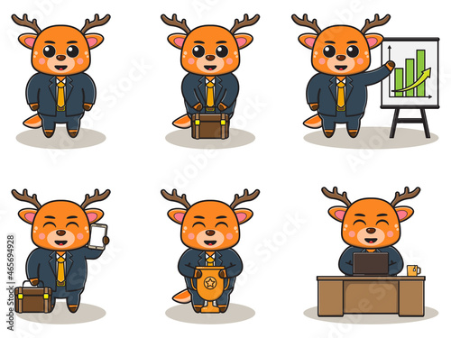 Vector illustration of Cute Deer Businessman. Good for icon, label, sticker, clipart.