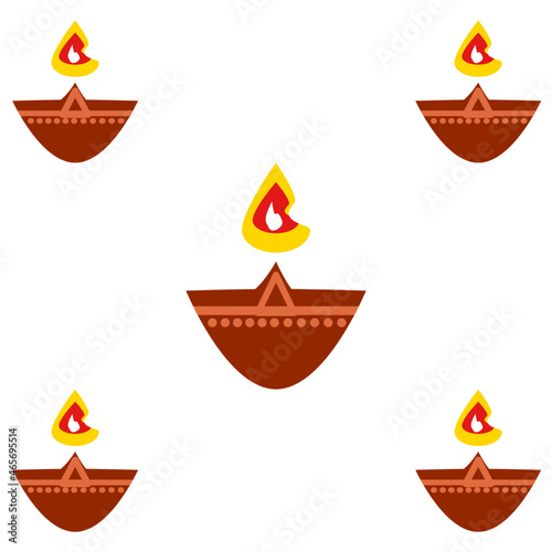 vector seamless with Diwali lamp for Indian ceremony in white 