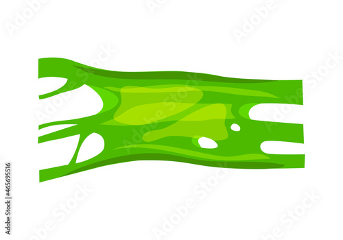 Green sticky slime. Stretched.Chewing gum.Vector cartoon illustration on a white isolated background