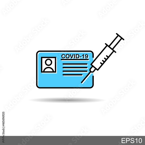 vaccination certificate against covid-19 ,vaccine passport icon, medical card or passport for travel in time pandemic, thin line symbol on white background - vector