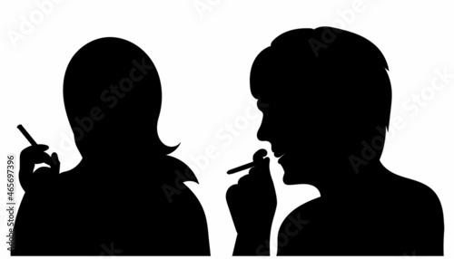 black silhouette portrait people smoking