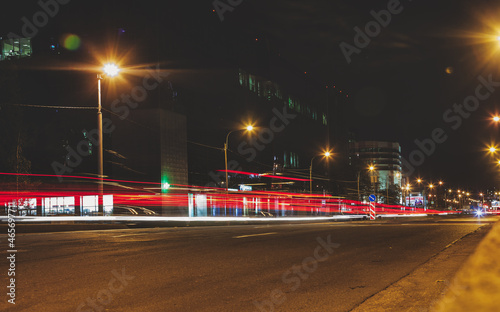 Abstract motion blur background of night street