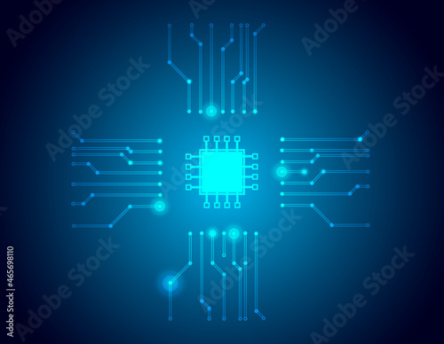 Cyber-Monday - computer chip and circuit board on dark background
