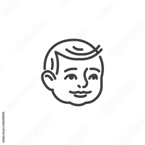 Baby boy face line icon
