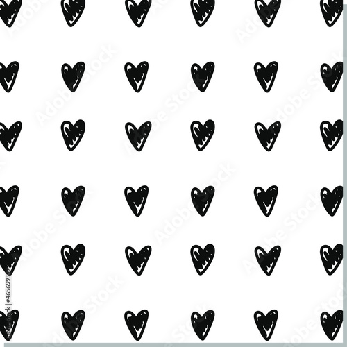 Simple hearts pattern contour doodle. Doodle sketch style.