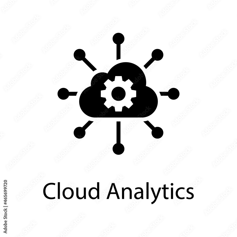 Cloud analytics Solid Icon Design illustration. Web Analytics Symbol on White background EPS 10 File
