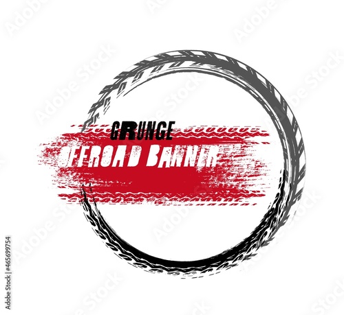 Grunge off-road circle stamp. Vector automotive element
