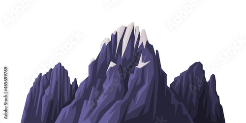 Elevated Mountain Peak and Summit with Bedrock Closeup Vector Illustration