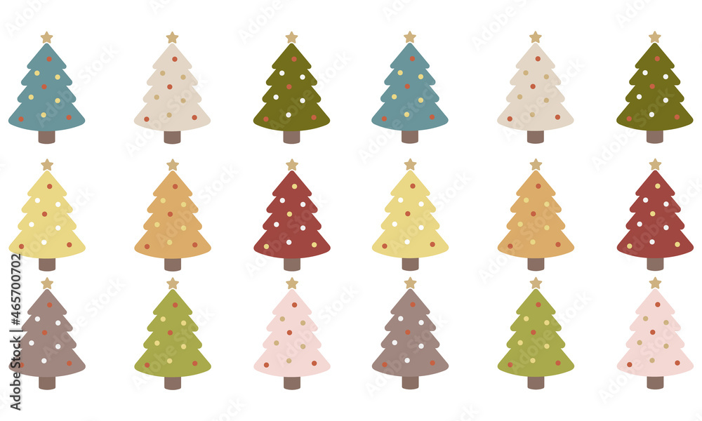 クリスマスツリーのイラスト　アイコン　バリエーション