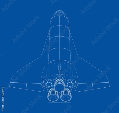 Space shuttle. Vector rendering of 3d