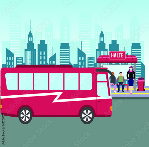 Background waiting for the bus vector design illustration