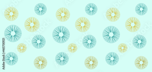 Abstract flower print. Design with abstract flowers in blue and yellow tones.