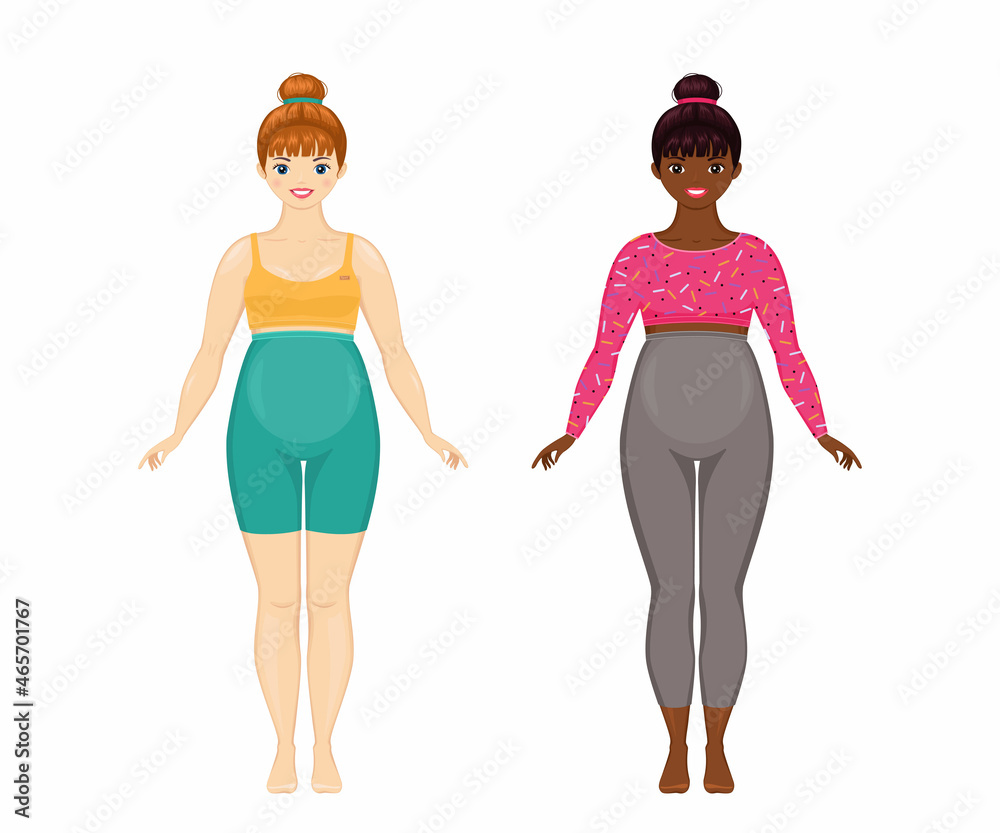 Yoga for pregnant. Cute pregnant women dressed in yoga suit. Isolated on white background. Cartoon flat style. Vector illustration
Yoga for pregnant. Cute pregnant women dressed in yoga suit. Isolated on white background. Cartoon flat style. Vector illustration