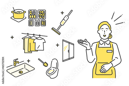掃除・料理・洗濯などの家事代行サービスのイメージイラスト素材
