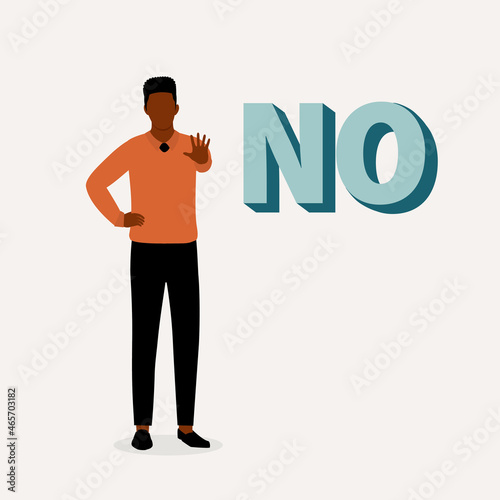 Young Black Man With Stop Hand Gesture Saying No.
