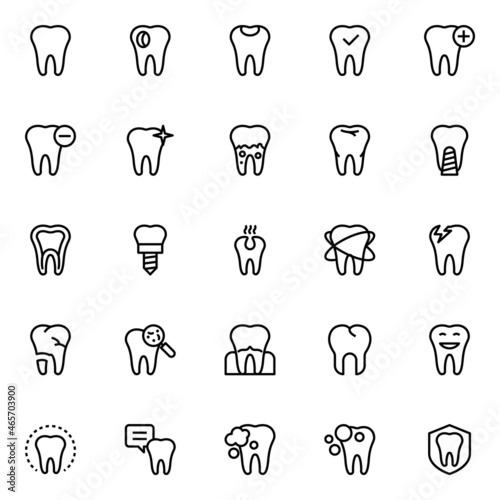 Outline icons for dental care.