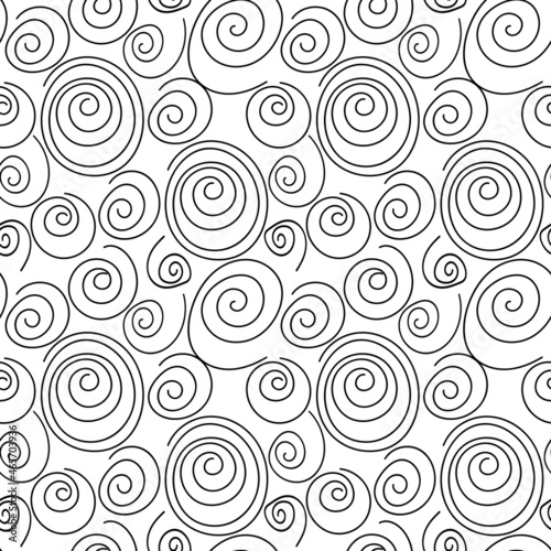 Seamless pattern of spirals of geometric shapes