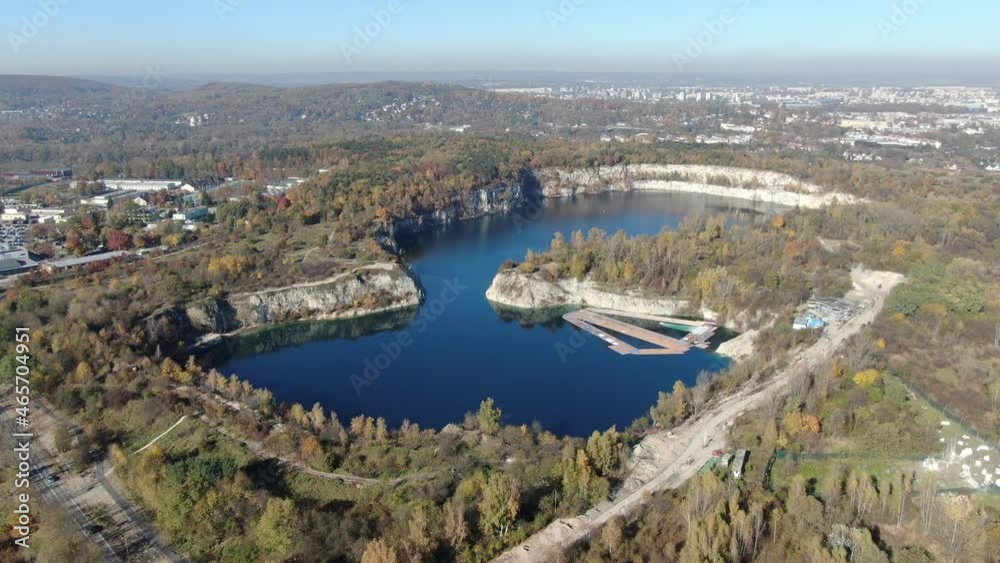 Aerial view of Zakrzowek quarry in Krakow, Poland, Europe Aerial view of Zakrzowek quarry in Krakow, Poland, Europe