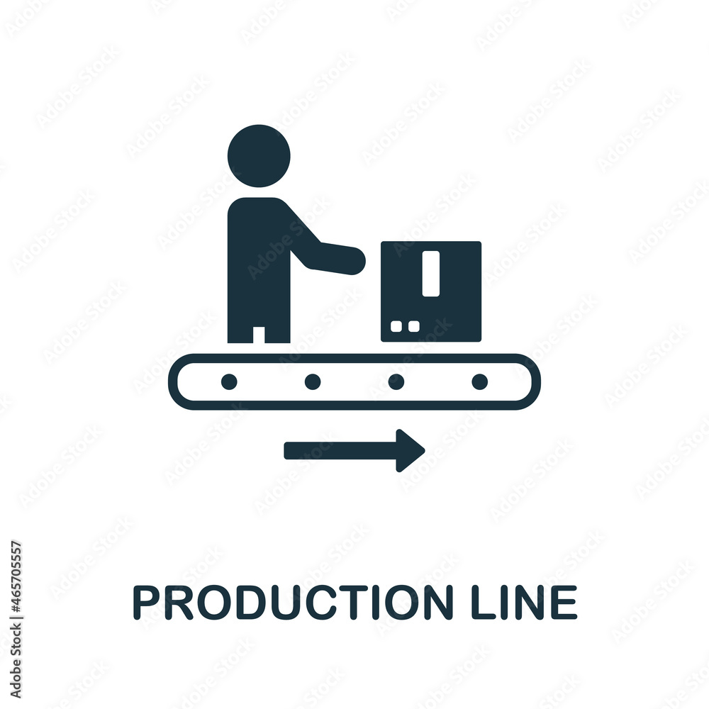 Production Line icon. Monochrome sign from production management collection. Creative Production Line icon illustration for web design, infographics and more Production Line icon. Monochrome sign from production management collection. Creative Production Line icon illustration for web design, infographics and more