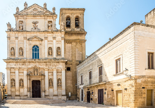 Картината върху платно View at the Church of All Saint in the streets of Mesagne - Italy