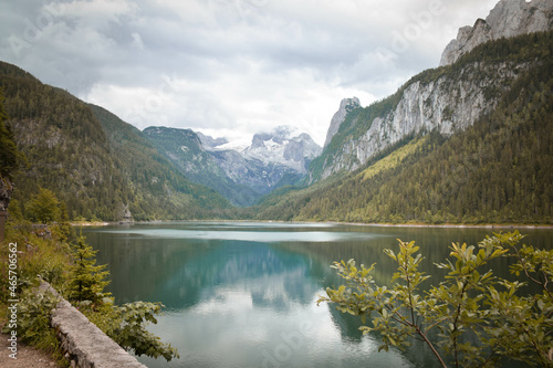 Fototapeta Naklejka Na Ścianę i Meble -  View of the Austria nature - high alpine and lakes in valley. Summer nature with green colors.