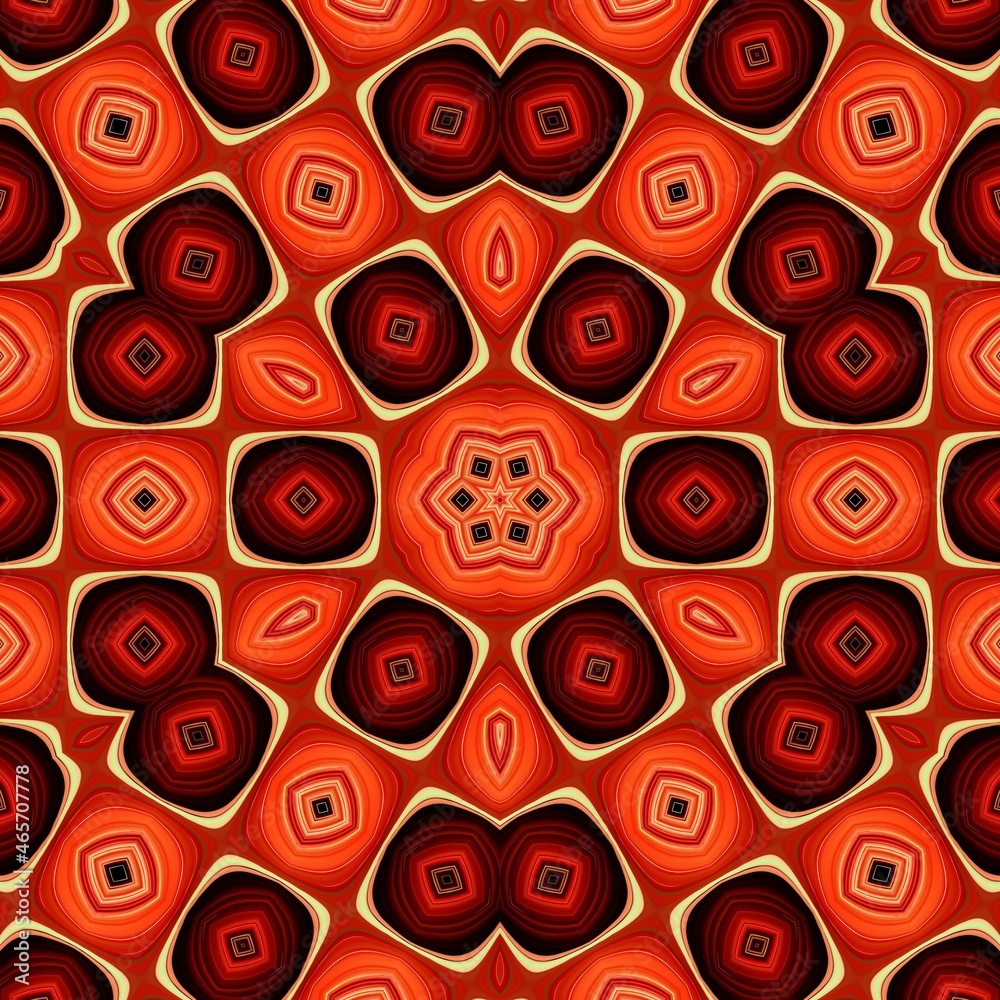 Fototapeta premium red gold and black patterned square tessellation in random mosaic design