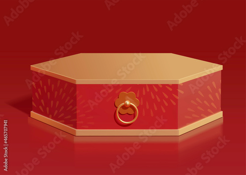 3d Asian hexagon decor podium