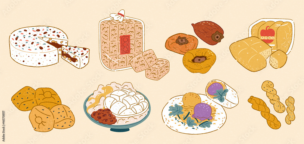 Taiwanese street dessert doodle set Taiwanese street dessert doodle set