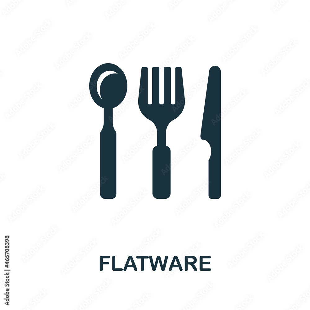 Flatware icon. Monochrome sign from restaurant collection. Creative Flatware icon illustration for web design, infographics and more Flatware icon. Monochrome sign from restaurant collection. Creative Flatware icon illustration for web design, infographics and more