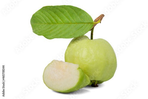 Fresh guava Kimju with leaves isolated on white background