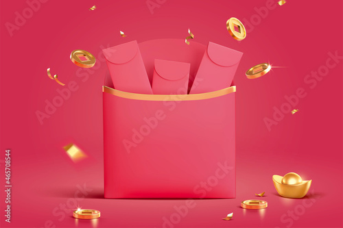 3d CNY red envelope background