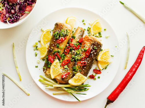 Baked hake fish