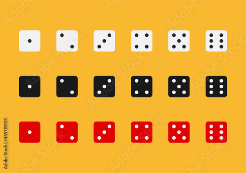 Dice in flat style design from one to six