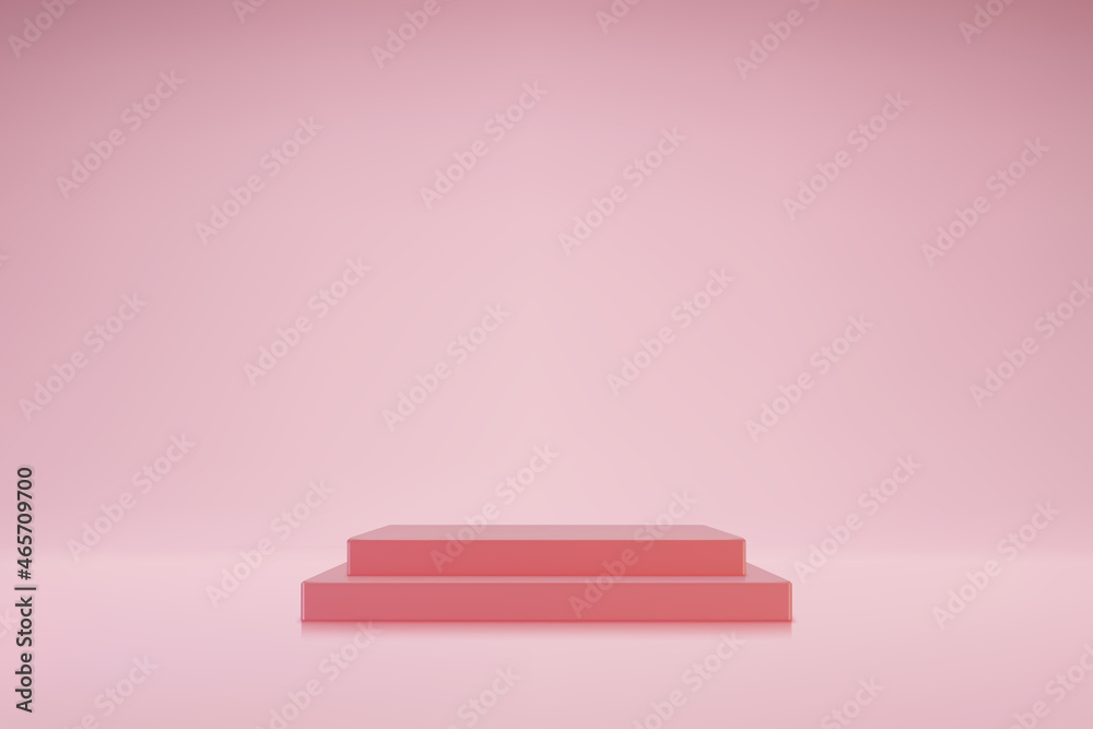 3D pastel pink double cubic podium on light rose background. Empty stage for product presentation. Realistic vector platform with free space. Minimalistic mockup design. Template of pedestal 3D pastel pink double cubic podium on light rose background. Empty stage for product presentation. Realistic vector platform with free space. Minimalistic mockup design. Template of pedestal