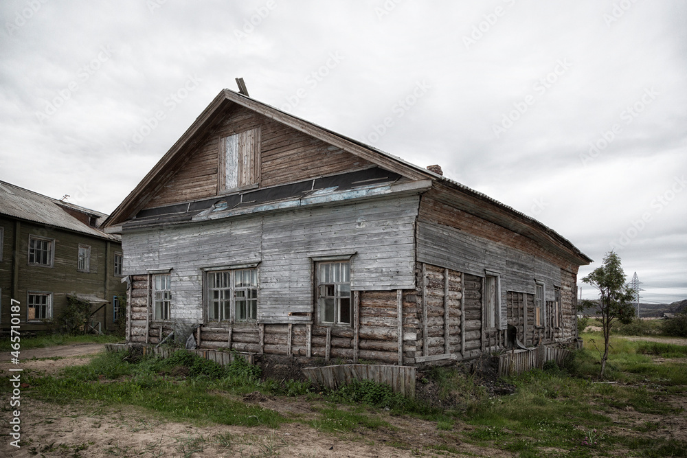 Old wooden houses , Arctic, Barents Sea, the village of Teriberka Old wooden houses , Arctic, Barents Sea, the village of Teriberka