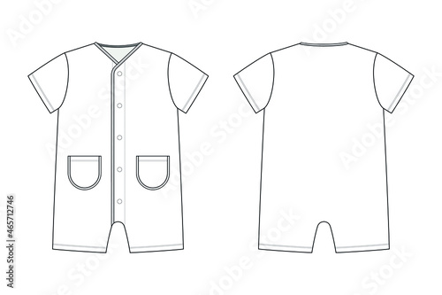 Fashion technical drawing of children's playsuit photo