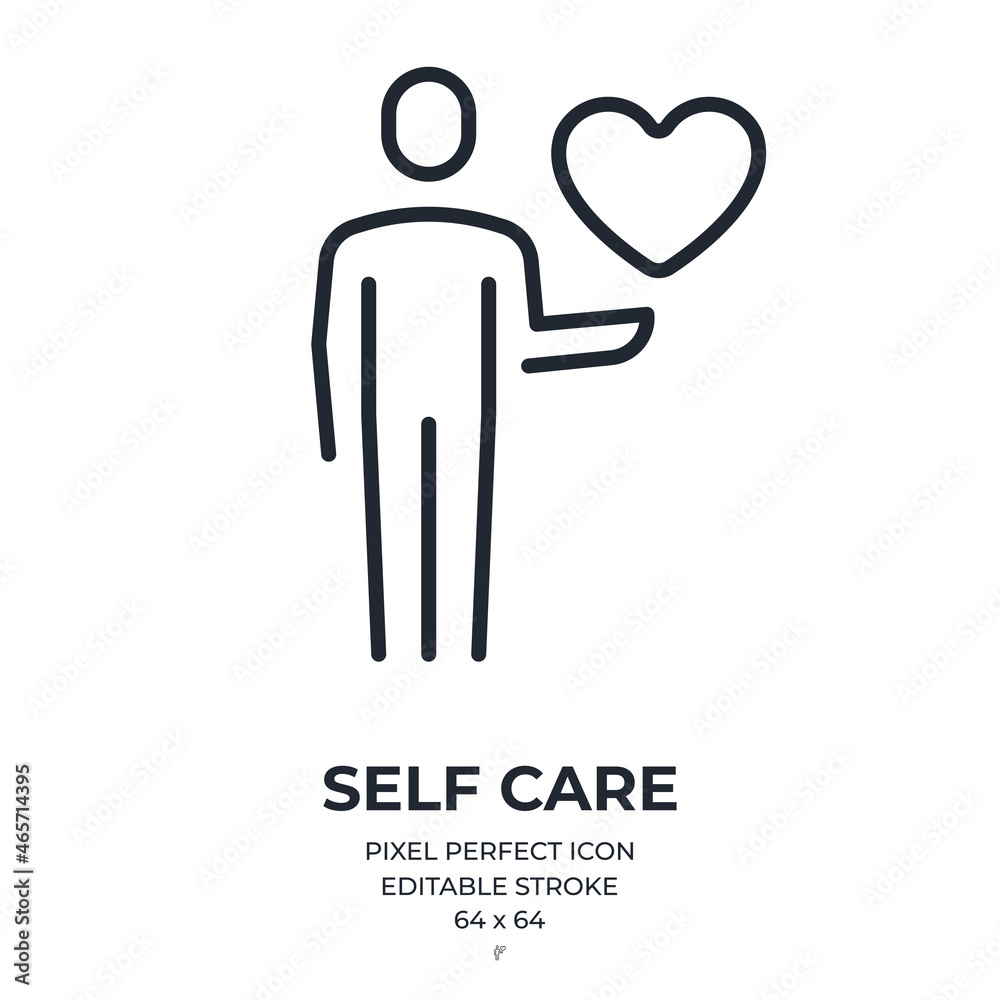Self care editable stroke outline icon isolated on white background flat vector illustration. Pixel perfect. 64 x 64. Self care editable stroke outline icon isolated on white background flat vector illustration. Pixel perfect. 64 x 64.