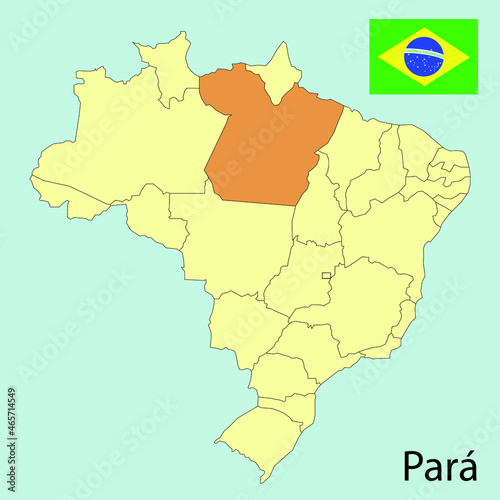brazil map with provinces or states  para state  vector illustration 