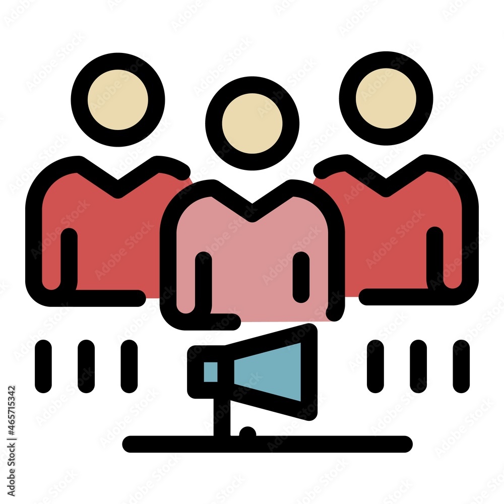 Cinema team icon. Outline cinema team vector icon color flat isolated