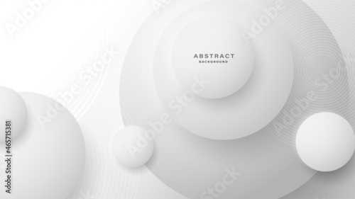 Modern white and grey background with 3D circle papercut layer 
