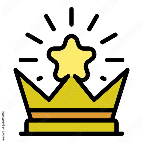 Crown with a star icon. Outline crown with a star vector icon color flat isolated