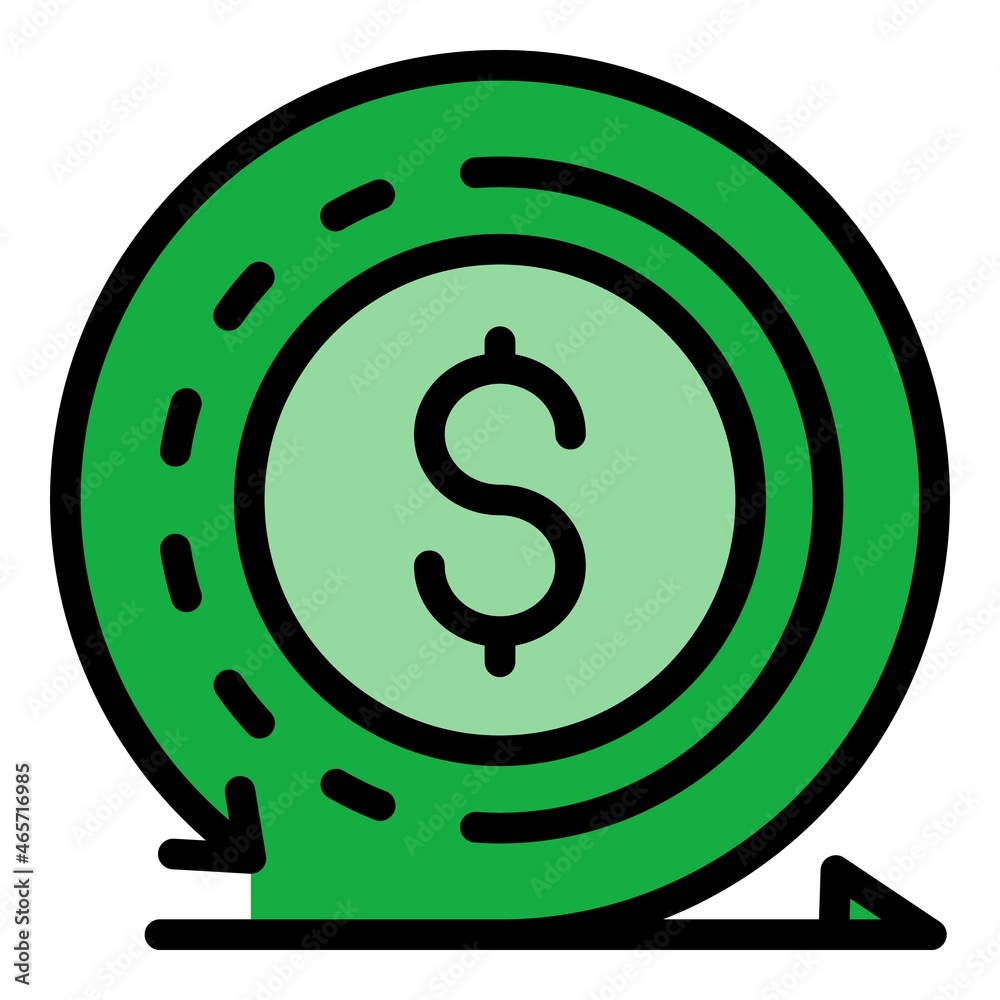 Dollar and circular arrow icon. Outline dollar and circular arrow vector icon color flat isolated Dollar and circular arrow icon. Outline dollar and circular arrow vector icon color flat isolated