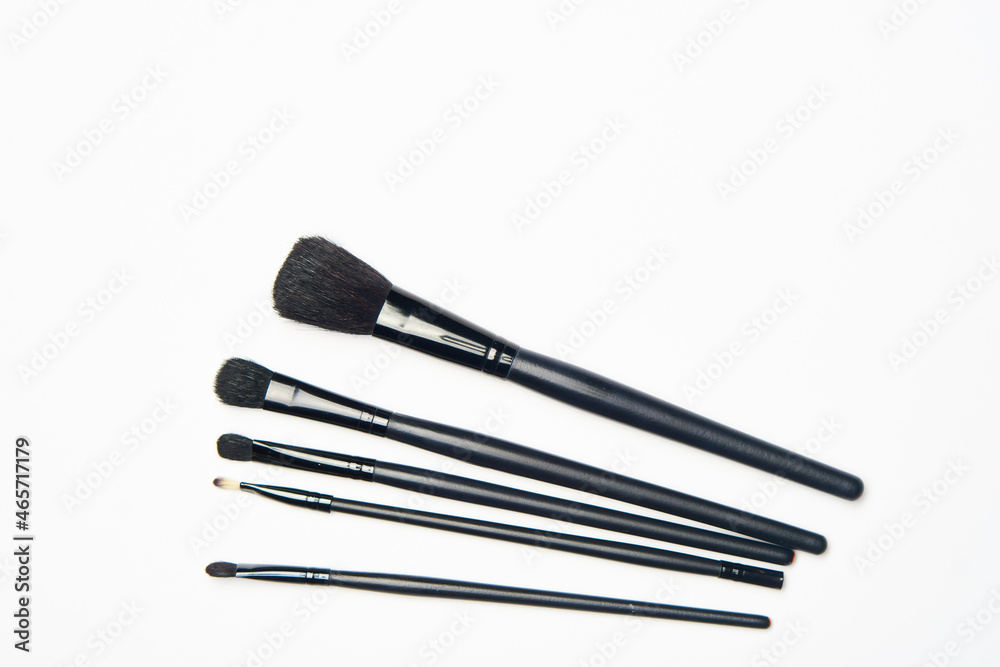 Fototapeta premium makeup brushes accessories cosmetics top view fashion