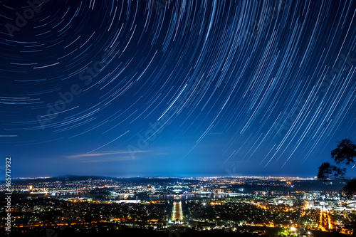 Star trail over Canberra city, ACT Australia