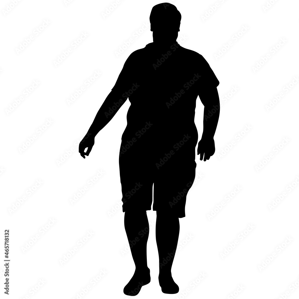 Obraz premium Black Silhouettes Large Man on white background