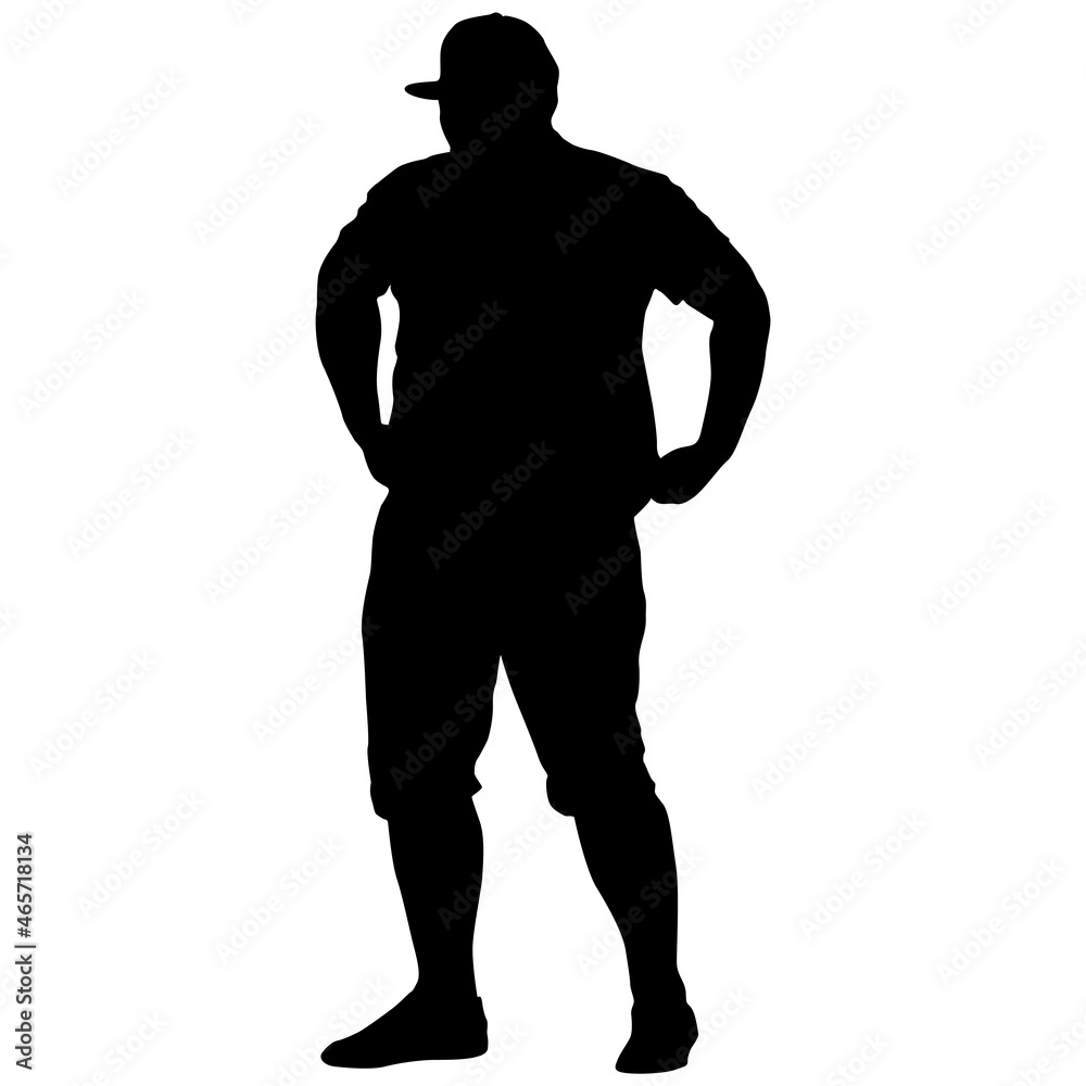 Black Silhouettes Large Man on white background